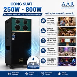 Loa Kéo AAR LX1580 Công Suất 250W-800W, 2 Bass 40cm, Kèm 2 Micro Không Dây, Pin Lithium 12.8V-12A, Karaoke Gia Đình 3