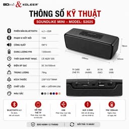 Loa Bluetooth SoundLike Mini S2025 Công Suất 10W Hỗ Trợ USB TF AUX Pin 1200mAh Âm Thanh Stereo 6