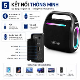 Loa Karaoke Bluetooth Yibolang F2 Pro 160W Kèm Micro Không Dây - Pin 12000mAh, DSP Chống Hú, Chống Nước IPX6 6