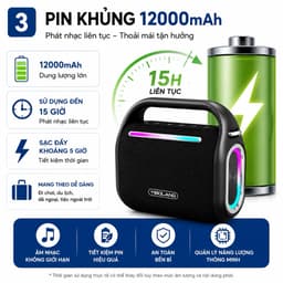 Loa Karaoke Bluetooth Yibolang F2 Pro 160W Kèm Micro Không Dây - Pin 12000mAh, DSP Chống Hú, Chống Nước IPX6 3