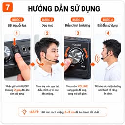 Loa Trợ Giảng X1 15W Bluetooth 5.0 Kèm Mic Đeo Đầu – Âm Thanh Lớn, Pin Sạc USB, Dùng Cho Giáo Viên, Bán Hàng 7
