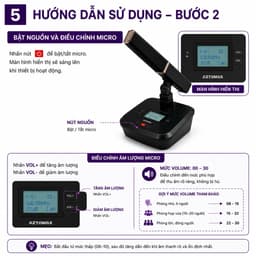 Mic Hội Nghị Không Dây AZTOMAX 301C Thanh Vuông - Micro Hội Thảo Chuyên Nghiệp Thu Âm Rõ Nét Jack 6.5mm Tần Số 600-700 5
