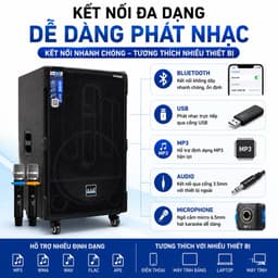 Loa Kéo AAR LX50-80 Công Suất 300W-500W Kèm 2 Micro Không Dây, Bass 50cm, Bluetooth, Pin Lithium 4-8 Giờ, Loa Karaoke 4