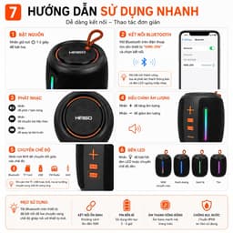 Loa Bluetooth KIMISO KMS-296 8W Chống Nước IPX5 Đèn LED RGB Hỗ Trợ USB TF FM Pin 1200mAh Loa Mini Di Động 7
