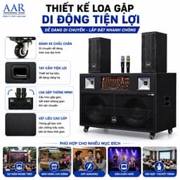 Loa Gập AAR LX8860 Công Suất 400W-1000W Kèm 2 Micro Không Dây, Pin Lithium 12.8V-12A, Loa Kéo Di Động Karaoke Sự Kiện 6