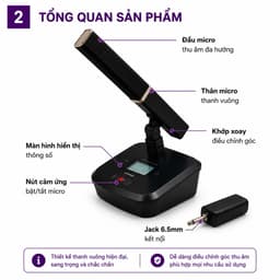 Mic Hội Nghị Không Dây AZTOMAX 301C Thanh Vuông - Micro Hội Thảo Chuyên Nghiệp Thu Âm Rõ Nét Jack 6.5mm Tần Số 600-700 2