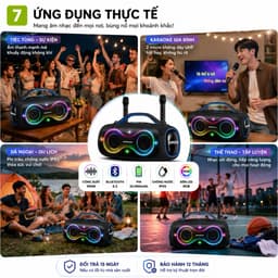 Loa Karaoke Bluetooth HOPESTAR PARTYBOX 168 100W Kèm 2 Micro Không Dây UHF, Bluetooth 5.3, Pin 32000mAh, Chống Nước IPX5 8