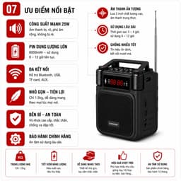 Loa Trợ Giảng Không Dây ZANSONG M18 Kèm Micro Đeo Đầu UHF - Bluetooth USB TF AUX - Pin 6000mAh - Loa Giảng Dạy, Bán Hàng 7