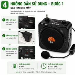Máy Trợ Giảng Không Dây E366 Mic UHF Bluetooth Loa Đeo Người 6W Hỗ Trợ USB TF FM Cho Giáo Viên Hướng Dẫn Viên 4