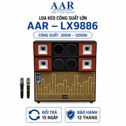 Loa Kéo Di Động AAR LX9886 1200W - 2 Bass 50cm, Kèm 2 Micro Không Dây, Pin Lithium 12.8V-12A 1