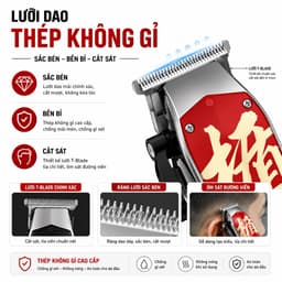 Tông Đơ Chấn Viền Madeshow M11 Chuyên Nghiệp 6.5W - Pin 1400mAh, Lưỡi T Blade Thép Không Gỉ, Tỉa Viền Fade Barber 5
