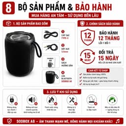 Loa blutooth SODBOX A8 bass lực - chống nước IPX7 8