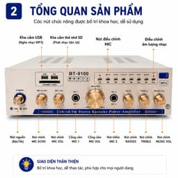 Amply Mini ORIS BT-9100 300W+300W Bluetooth 5.0 - Hỗ Trợ USB/SD/FM - Amply Karaoke Gia Đình 4