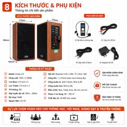 Loa Trợ Giảng Active 2.0 YFARDI 15W x 2 Kèm Micro Không Dây 2.4G - Loa Phòng Học, Hội Nghị, Thuyết Trình, Giảng dạy 8