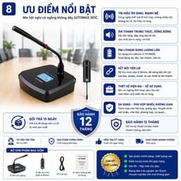 Micro Hội Nghị Không Dây AZTOMAX 301C UHF - Mic Cổ Ngỗng Chuyên Nghiệp Kết Nối 6.35mm Cho Phòng Họp, Hội Thảo, Giảng Dạy 8