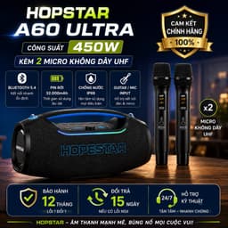 Loa Bluetooth Karaoke HOPESTAR A60 ULTRA 450W Kèm 2 Micro UHF Không Dây, Pin Rời 32000mAh, Bluetooth 5.4, Chống Nước 8