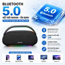 Loa Bluetooth YIBOLANG V113 120W - Pin 12000mAh, Bluetooth 5.0, Đèn LED RGB, TWS Ghép Đôi, Loa Xách Tay Âm Thanh 360° 3