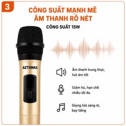 Micro Không Dây AZTOMAX D-K128 UHF 2 Micro Kèm Đầu Thu Jack 6.5mm Hát Karaoke Gia Đình, Hội Họp, Giảng Dạy 3