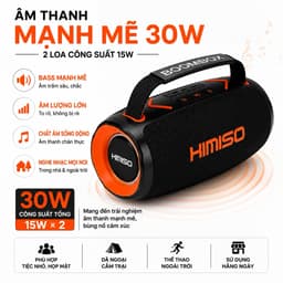 Loa Bluetooth HIMISO KMS-339 Công Suất 30W Bluetooth 5.4 Pin 2400mAh Đèn LED RGB Chống Nước IPX5 Hỗ Trợ USB TF FM TWS 2