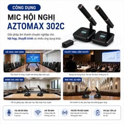 Mic Hội Nghị Không Dây AZTOMAX 302C UHF 2 Micro Cổ Ngỗng Thu Âm Chuyên Nghiệp Cho Phòng Họp, Hội Trường, Nhà Thờ 3