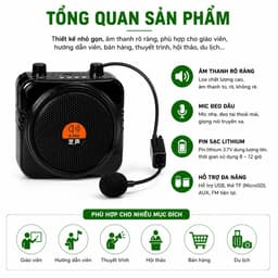 Máy Trợ Giảng Không Dây E366 Mic UHF Bluetooth Loa Đeo Người 6W Hỗ Trợ USB TF FM Cho Giáo Viên Hướng Dẫn Viên 2