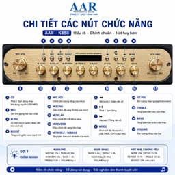 Loa Karaoke Xách Tay AAR K850 300W Kèm 2 Micro Không Dây UHF - Bluetooth 5.0, Pin Sạc, Hỗ Trợ USB/AUX/HDMI ARC 6