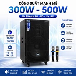 Loa Kéo AAR LX50-80 Công Suất 300W-500W Kèm 2 Micro Không Dây, Bass 50cm, Bluetooth, Pin Lithium 4-8 Giờ, Loa Karaoke 2