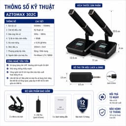Mic Hội Nghị Không Dây AZTOMAX 302C UHF 2 Micro Cổ Ngỗng Thu Âm Chuyên Nghiệp Cho Phòng Họp, Hội Trường, Nhà Thờ 7