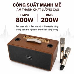 Loa Karaoke Bluetooth AZTOMAX A82 Công Suất RMS 200W PMPO 800W Kèm 2 Micro Không Dây Pin Sạc Dung Lượng Lớn 3