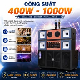 Loa Gập AAR LX8830 Công Suất 400W-1000W, 2 Bass 40cm, Kèm 2 Micro Không Dây, Bluetooth, Pin Lithium 12.8V, Loa Karaoke 3
