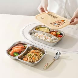 khay cơm inox capybara 2 ngăn 3 ngăn kèm nắp – hộp cơm chia ngăn tiện lợi cho bé và dân văn phòng 5