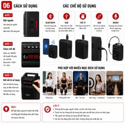 Loa Trợ Giảng Không Dây ZANSONG M18 Kèm Micro Đeo Đầu UHF - Bluetooth USB TF AUX - Pin 6000mAh - Loa Giảng Dạy, Bán Hàng 8