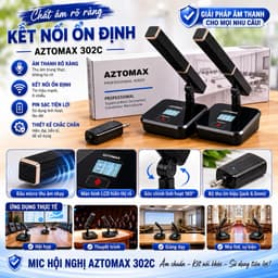 Mic Hội Nghị Không Dây AZTOMAX 302C UHF 2 Micro Cổ Ngỗng Thu Âm Chuyên Nghiệp Cho Phòng Họp, Hội Trường, Nhà Thờ 9
