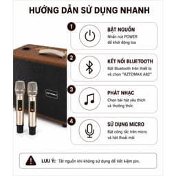 Loa Karaoke Bluetooth AZTOMAX A82 Công Suất RMS 200W PMPO 800W Kèm 2 Micro Không Dây Pin Sạc Dung Lượng Lớn 6