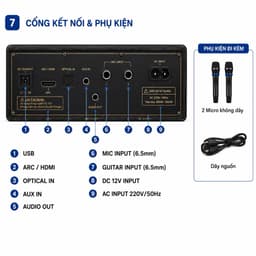 Loa Karaoke Xách Tay AAR K885 300W-500W Kèm 2 Micro Không Dây, Bluetooth 5.0, Pin Lithium 4-8 Giờ 7