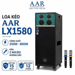 Loa Kéo AAR LX1580 Công Suất 250W-800W, 2 Bass 40cm, Kèm 2 Micro Không Dây, Pin Lithium 12.8V-12A, Karaoke Gia Đình 1
