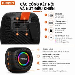 Loa Bluetooth Kimiso KMS-335 Chính Hãng - Bluetooth 5.4, RGB LED, Chống Nước IPX5, Hỗ Trợ USB/TF/FM, Công Suất 8W 6
