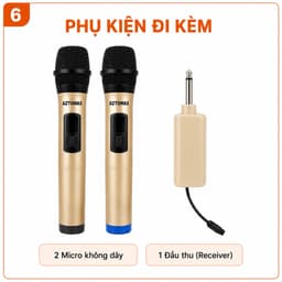 Micro Không Dây AZTOMAX D-K128 UHF 2 Micro Kèm Đầu Thu Jack 6.5mm Hát Karaoke Gia Đình, Hội Họp, Giảng Dạy 6