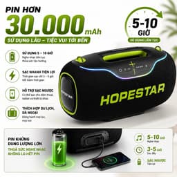 Loa Bluetooth Hopestar A80, Công Suất 300-500W, Hỗ Trợ TF Card, LED, Chống Nước IP6, Pin Trâu Sạc 30.000mAh 4