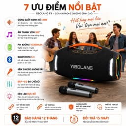 Loa Karaoke Bluetooth YIBOLANG F9 120W Kèm 2 Micro Không Dây, Pin 16000mAh, Bluetooth 5.3, Hỗ Trợ TWS, USB TF AUX 7