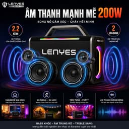 Loa Karaoke Bluetooth LENYES S835 200W Kèm 2 Micro UHF Không Dây - Pin 20000mAh, Bluetooth 5.0, Loa Xách Tay Hát Karaoke 3