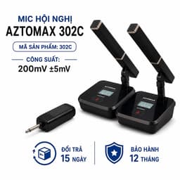 Mic Hội Nghị Không Dây AZTOMAX 302C UHF 2 Micro Cổ Ngỗng Thu Âm Chuyên Nghiệp Cho Phòng Họp, Hội Trường, Nhà Thờ 1