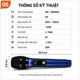 Micro Không Dây AZTOMAX AZ-69 UHF Sạc Type-C, Pin 18650, Hát Karaoke Gia Đình, Loa Kéo, Amply, Phạm Vi Trên 20m 6
