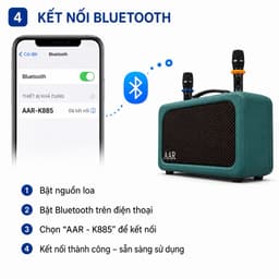 Loa Karaoke Xách Tay AAR K885 300W-500W Kèm 2 Micro Không Dây, Bluetooth 5.0, Pin Lithium 4-8 Giờ 4