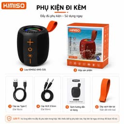Loa Bluetooth Kimiso KMS-335 Chính Hãng - Bluetooth 5.4, RGB LED, Chống Nước IPX5, Hỗ Trợ USB/TF/FM, Công Suất 8W 7