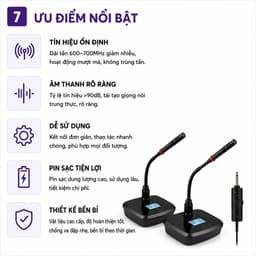 Mic Hội Nghị Không Dây AZTOMAX 302C Chính Hãng – Micro Cổ Ngỗng Thu Âm Rõ, Kết Nối 6.35mm Cho Phòng Họp, Hội Trường 7