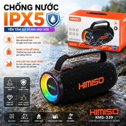 Loa Bluetooth HIMISO KMS-339 Công Suất 30W Bluetooth 5.4 Pin 2400mAh Đèn LED RGB Chống Nước IPX5 Hỗ Trợ USB TF FM TWS 8