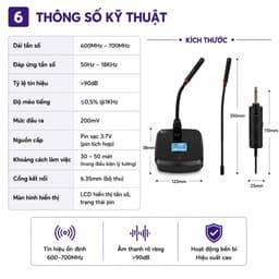 Mic Hội Nghị Không Dây AZTOMAX 302C Chính Hãng – Micro Cổ Ngỗng Thu Âm Rõ, Kết Nối 6.35mm Cho Phòng Họp, Hội Trường 6