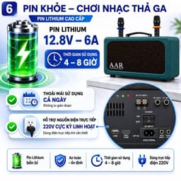 Loa Karaoke Xách Tay AAR K885 300W-500W Kèm 2 Micro Không Dây, Bluetooth 5.0, Pin Lithium 4-8 Giờ 6