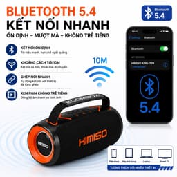 Loa Bluetooth HIMISO KMS-339 Công Suất 30W Bluetooth 5.4 Pin 2400mAh Đèn LED RGB Chống Nước IPX5 Hỗ Trợ USB TF FM TWS 3